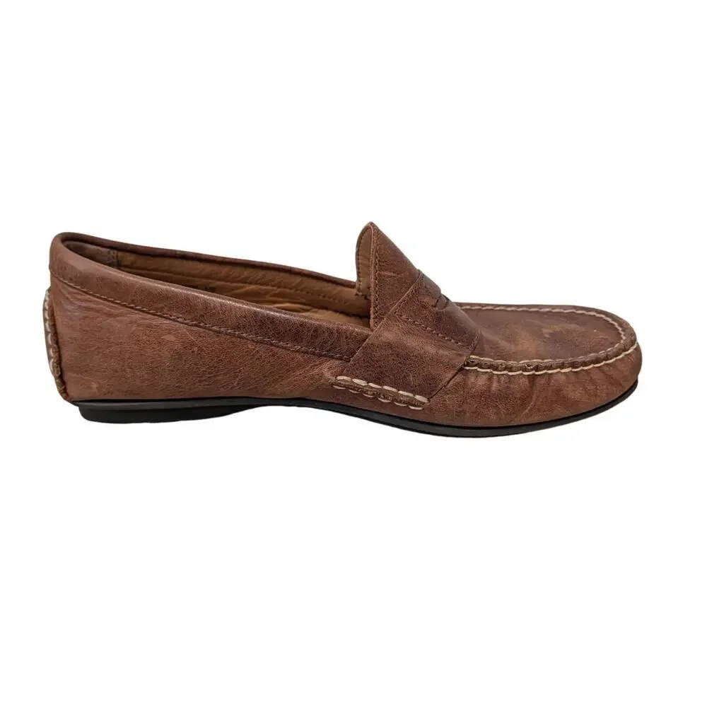 Polo Ralph Lauren Abner Loafers Mens 9.5 Brown Leather Penny Driver Shoes SlipOn